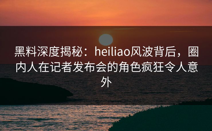 黑料深度揭秘：heiliao风波背后，圈内人在记者发布会的角色疯狂令人意外