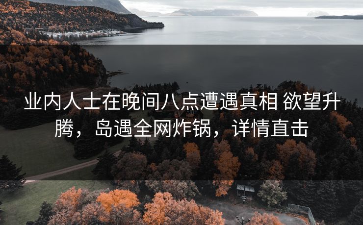 业内人士在晚间八点遭遇真相 欲望升腾，岛遇全网炸锅，详情直击